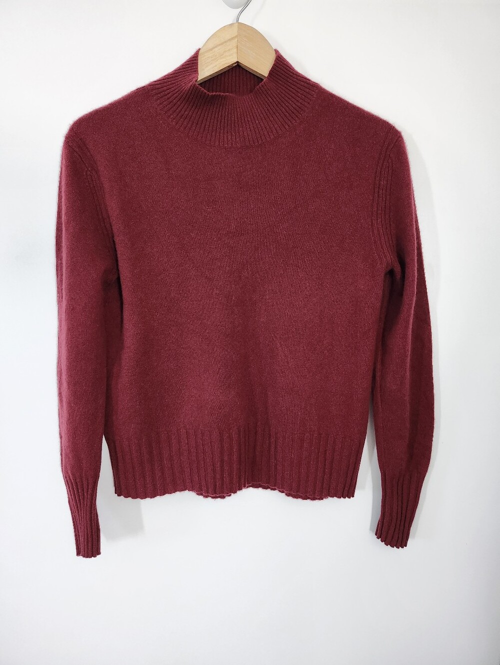J.Crew 100% Cashmere Burgundy Mock Neck Knit Sweater Medium | Minimalist Preppy